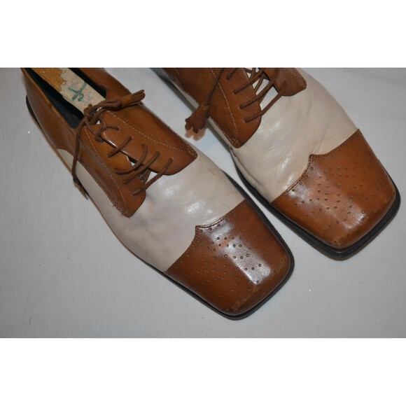 Vintage Spectator Two Tone Box Toe Leather Italian Stud Lindy Bop Guru - Picture 7 of 7